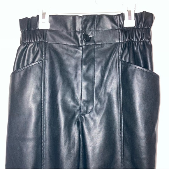 NWT Madewell Faux Leather Highwaist Pull-On Paper Bag Pants Black Sz 2 - Picture 5 of 14